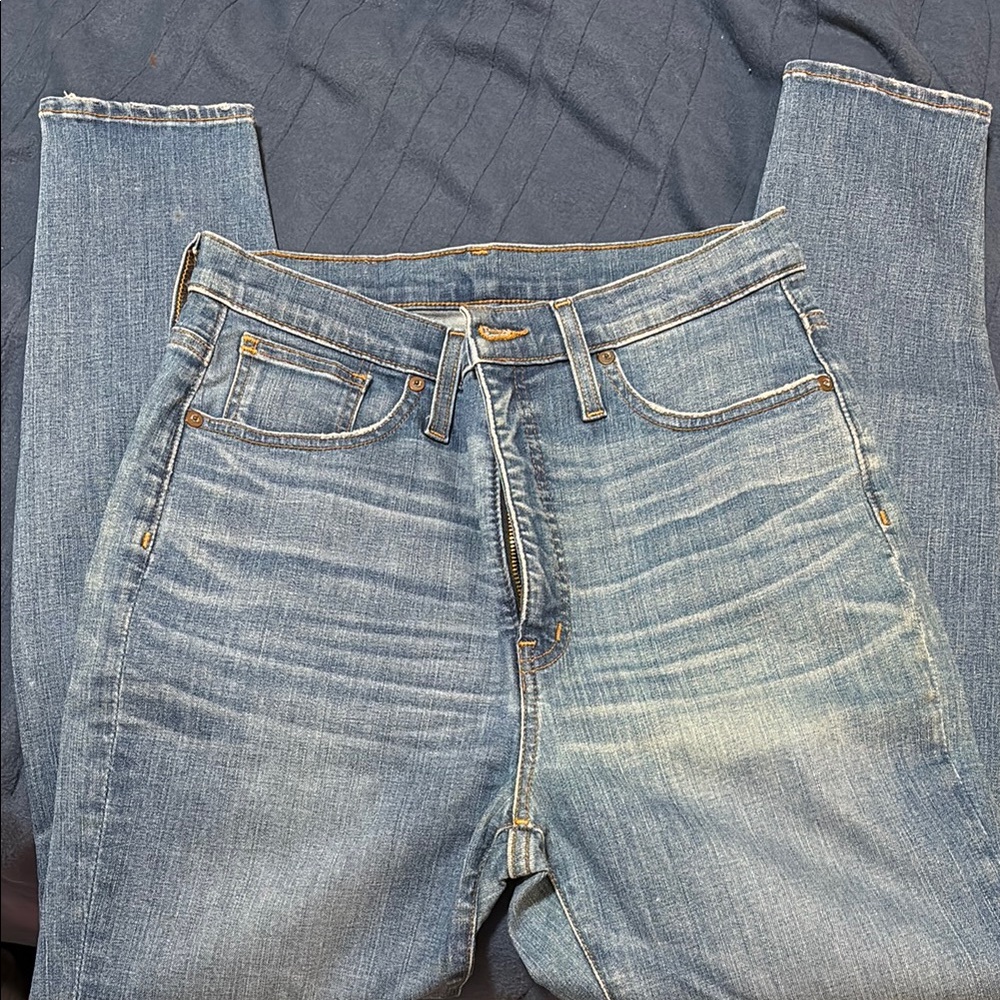 Madewell Blue Slim Jeans with Distressed Look